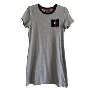 Chaps Women Spell out Grey Jersey Short Sleeves Pullover Dress Size Small